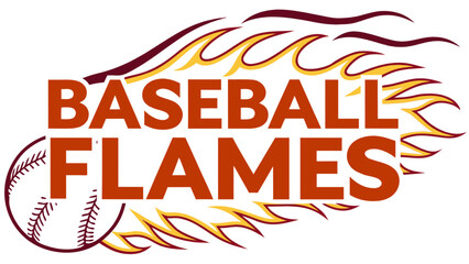 Baseball flames vector graphic design for sports team logo and apparel design inspiration illustration
