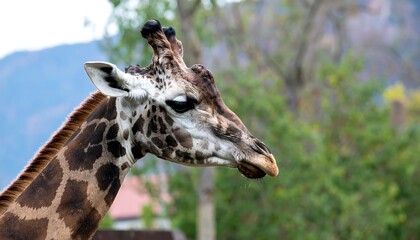 Obraz premium Close up of a giraffe's head and neck