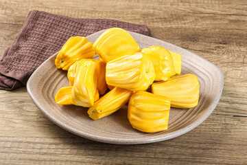 Raw ripe yellow jackfruit segment