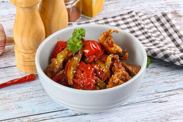 Pork with oyster sauce and vegetables