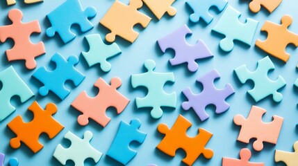 Colorful puzzle pieces representing the idea of creating an active and diverse team for business success.