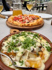 pizza with mushrooms and cheese