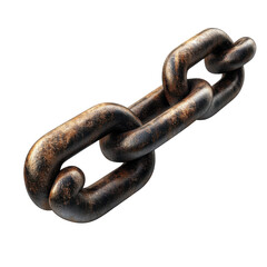 Fototapeta premium Rusty metallic chain links, symbolizing strength, connection on transparent background