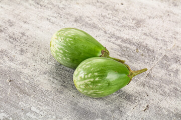 Ripe green mini eggplants heap