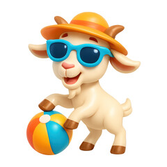 Naklejka premium PNG Playful goat enjoying summer vibes.