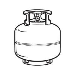 Propane Gas Tank Icon, Outline LPG Cylinder for BBQ Grill, Butane Fuel Container Vector Illustration
