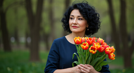woman with tulips