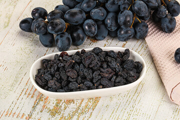 Dry ripe sweet blue raisin