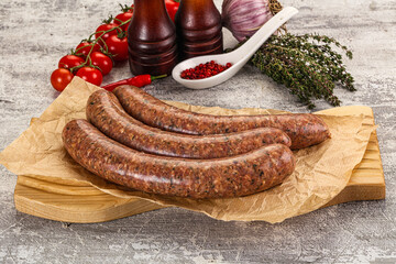 Raw beef and lamb sausages