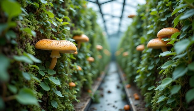 A network of sensors diligently records temperature, humidity, and carbon dioxide levels within the growing structures