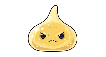 Angry Yellow Slime Character with Googly Eyes on a White Background illustration