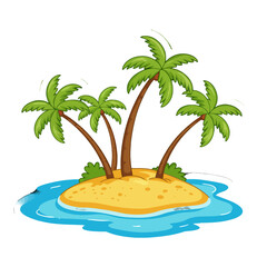 Fototapeta premium Tropical island illustration with palm trees and blue water creating a sense of paradise and relaxation for vacation vibes