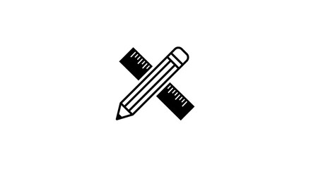 Pencil and Ruler Crossed for Drawing or Measuring Icon