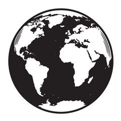 Obraz premium Black and white illustration of planet earth with continents displayed in vector style