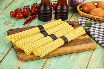 Raw dry uncooked egg noodles