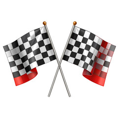 Fototapeta premium 2 racing flags, a checkered flag icon set isolated on a transparent background 
