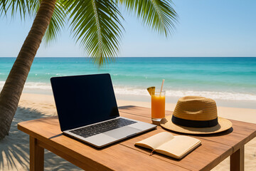 Beachside Remote Office Scene