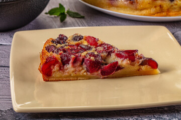 Crusty pie with fresh cherry