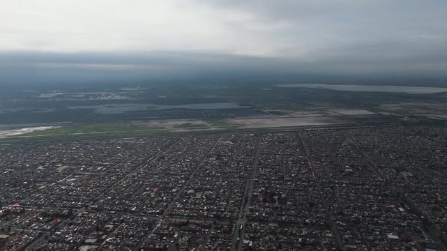 Aerial shot of a protected area in Lake Texcoco, north of Mexico City