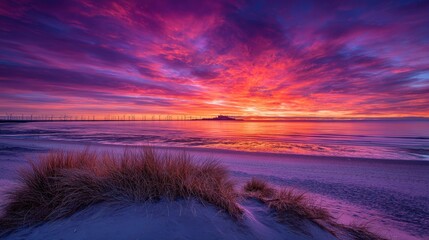 futuristic digital landscape glowing sky with wind turbines