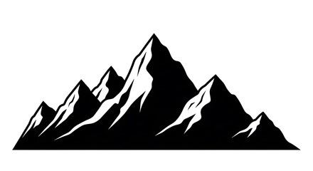 Silhouette of a mountain range against a white background.