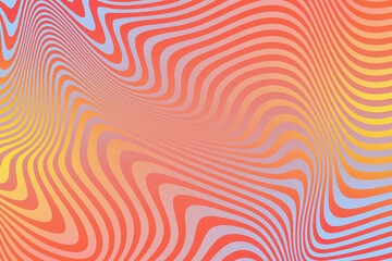 abstract orange, blue and yellow 1970s retro groovy gradient background with wavy lines and grainy texture