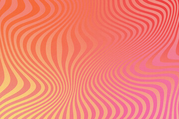 abstract orange, pink and yellow 1970s retro groovy gradient background with wavy lines and grainy texture