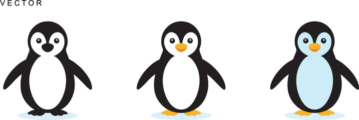 Minimalist penguin vector collection, penguin logo, icon, clipart, Vector Illustration