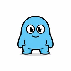 Cute Light Blue Cartoon Character with Big Eyes