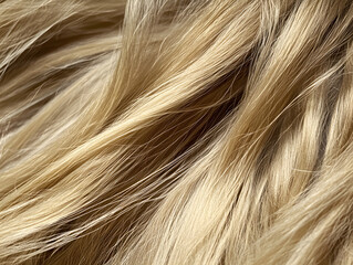 Naklejka premium Close up full frame view of natural wavy light blonde hair strands Hair texture background
