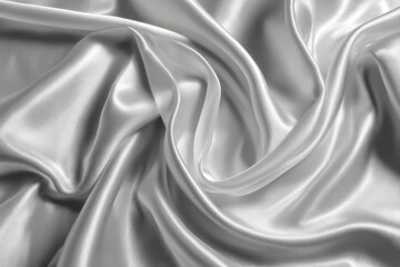 Obraz premium Gleaming White Silk Fabric Texture Abstract Waves Soft Folds Luxury Material Drapery Backdrop Smooth Surface Elegant