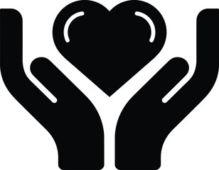 Hands Holding Heart Icon Symbol of Care and Support