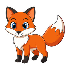 Obraz premium Adorable cartoon fox with big blue eyes and fluffy tail