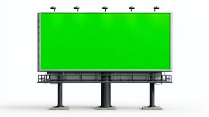 Obraz premium Green billboard with no writing on it. The billboard is tall and has a metal frame. The green color of the billboard gives a sense of freshness and vitality