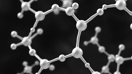 A refined depiction of interconnected molecules with a monochromatic palette, emphasizing the simplicity and clarity of molecular bonding