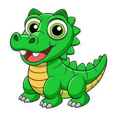 Fototapeta premium Cute cartoon baby alligator with big eyes and a friendly smile
