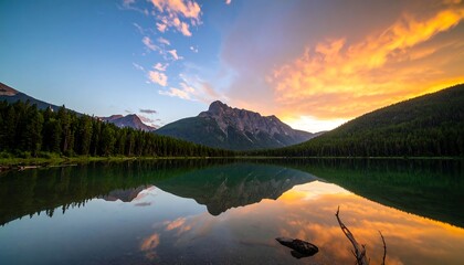 Mountain lake at sunset (1)