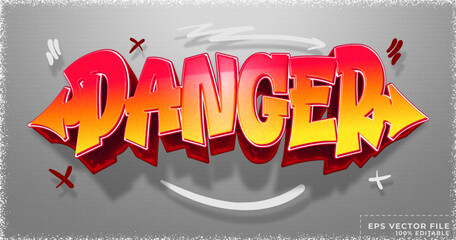 Danger text, Realistic graffiti editable text effect