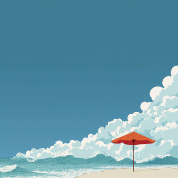 Seascape view is wonderful beach calm, serene and peaceful in minimalist style