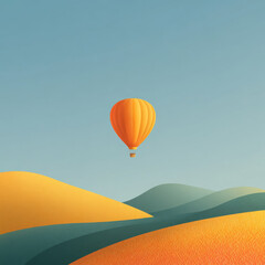 Obraz premium Air balloon soars above landscape, embodying freedom and adventure