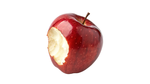 red apple around full side bites isolated on transparent background	
