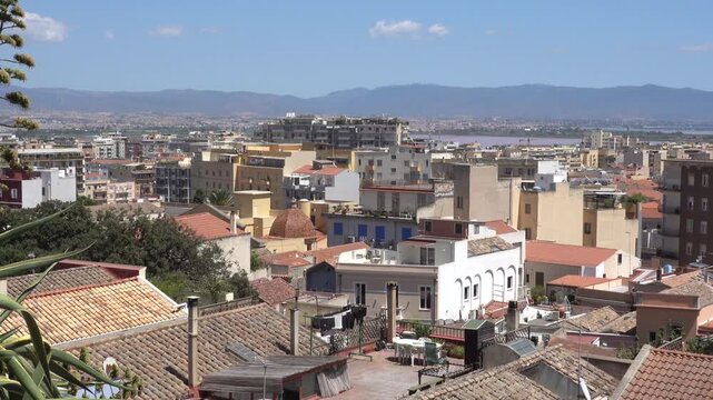 Cagliari, Sardinia, Italy A skyline view of the San Benedetto district.