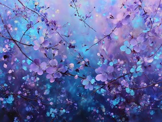 Dreamy abstract floral background with soft purple and blue hues