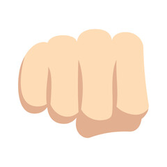 Illustration of a closed fist pointing forward with a light skin tone on a white isolated background