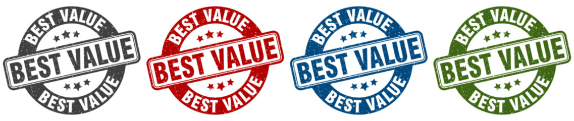 best value stamp. best value round stamp set isolated on white background