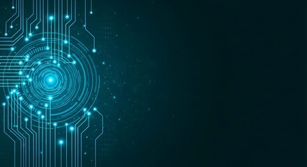 Abstract Teal Circuit Board Technology Background: Futuristic Digital Data Stream Design