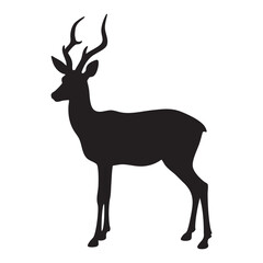 Fototapeta premium Pronghorn antelope standing silhouette isolated on white background