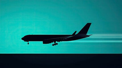Naklejka premium Silhouette of an airplane in flight.