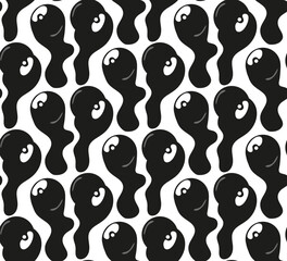 Fototapeta premium Abstract seamless pattern with black and white large doodles.