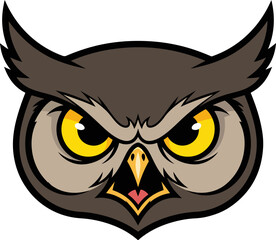  Icon of a brown owl head with an open beak and a stern look vector.